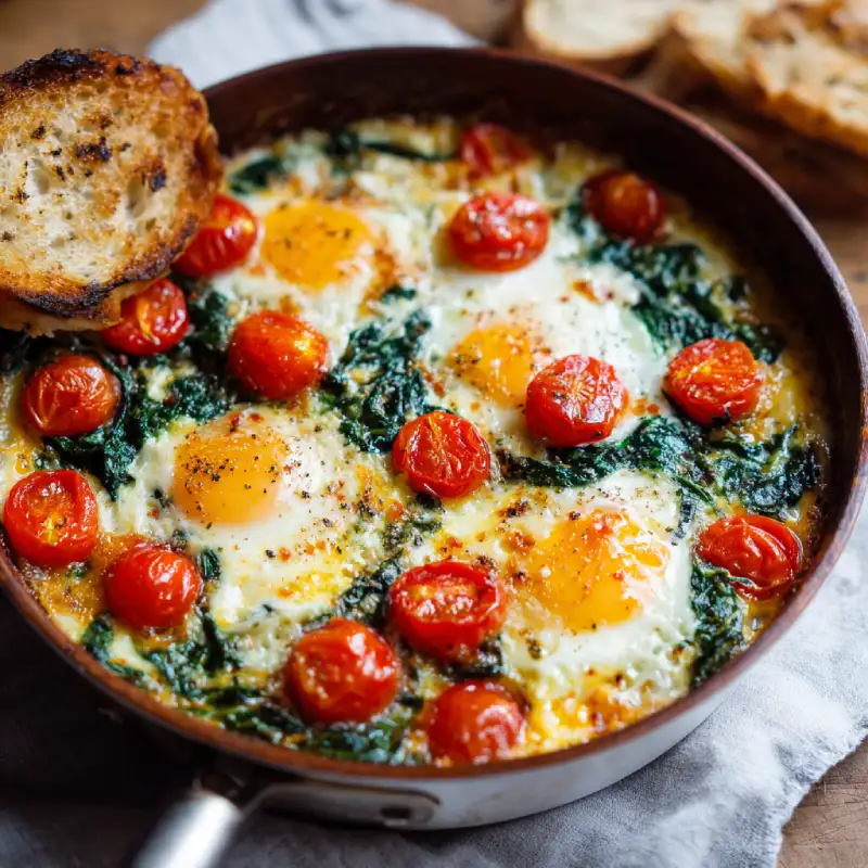 Baked Eggs with Spinach and Tomatoes