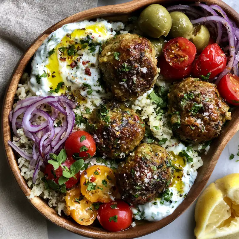 Greek Meatball Bowls